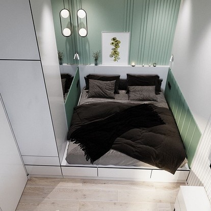 Спальня без окон дизайн интерьера маленькая (70 фото)