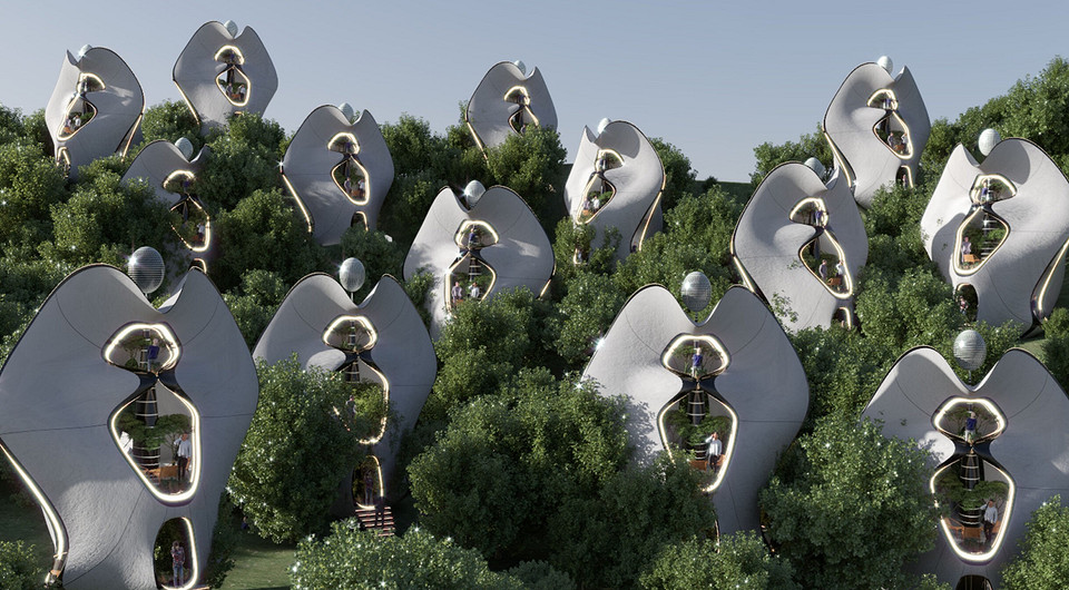 Здания с другой планеты: архитектурная студия представила проект модульных домов-«коконов»