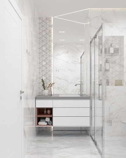 Дизайн белой ванной комнаты: 77 фото интерьеров