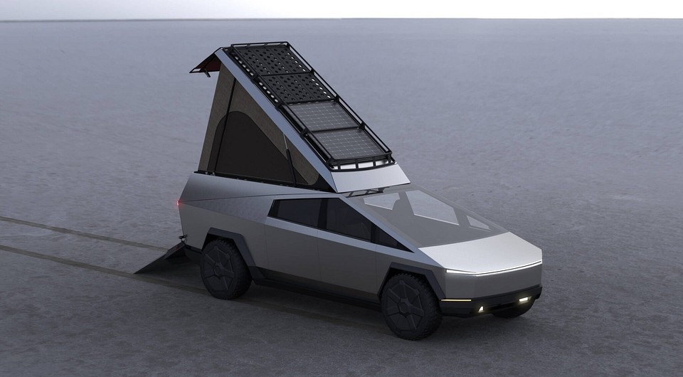 Три в одном: стартап показал складной кемпер в виде багажника для Tesla Cybertruck