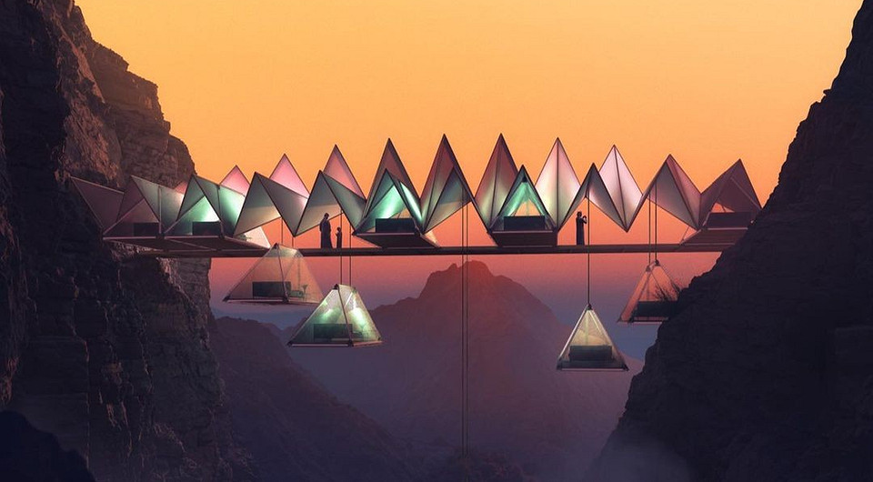 «Парящие» номера: архитекторы показали проект-мини отеля в горном районе ОАЭ