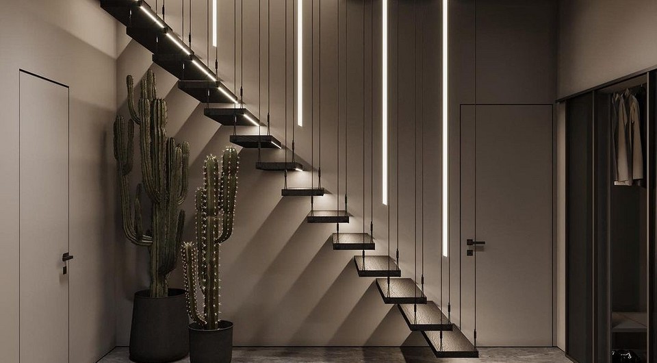 Дизайн светильников на лестнице