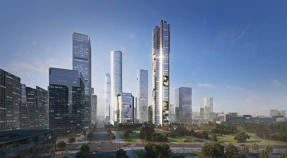 В Китае построят восьмиугольный небоскреб с садом и бассейном на высоте в 350 метров