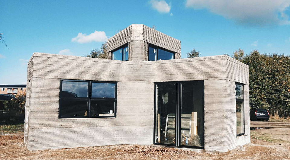 В Дании напечатали на 3D-принтере мини-дом из бетона площадью 37 квадратов