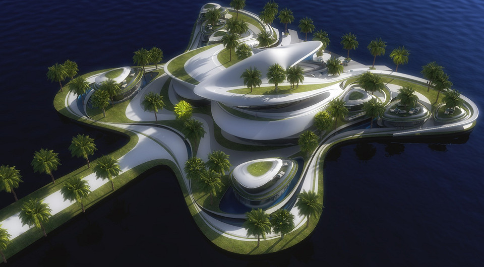 Архитекторы представили проект большого особняка на искусственном озере в Египте