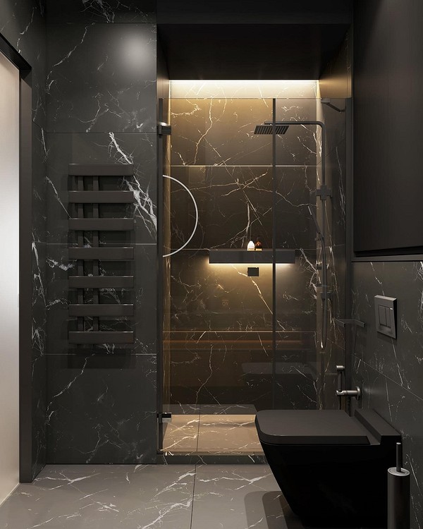 Дизайн ванной комнаты в черном цвете