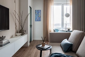 Как дизайнер сделала из стандартной однушки почти двушку: уютный интерьер квартиры 49 кв. м