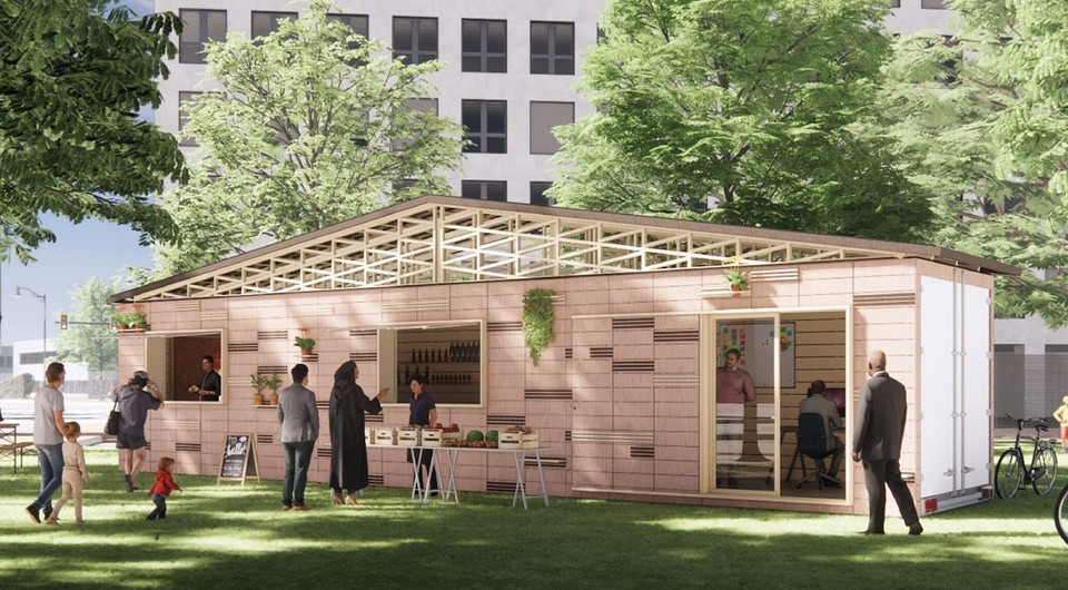 Французская компания представила проект мини-зданий из кузовов грузовиков-рефрижераторов