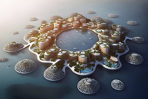 Архитекторы и дизайнер с помощью ИИ создали проект плавучего города