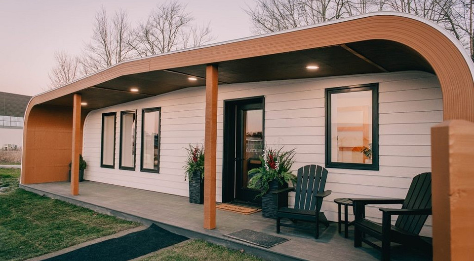 Как выглядит дом, который напечатали на 3D-принтере из материалов на основе древесной муки, опилок и кукурузы