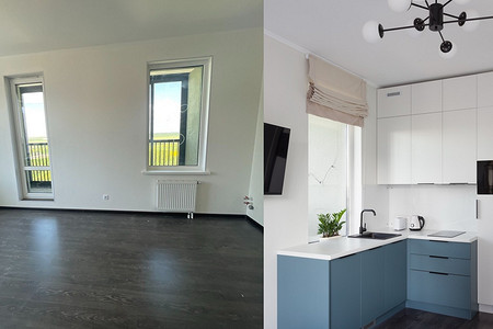 До и после: как улучшить интерьер от застройщика в квартире 30,8 кв. м и уместить все