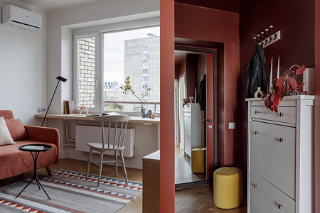 Вы влюбитесь! Квартира 42 кв. м в панельке 70-х с яркой прихожей и ретродеталями. Фото до и после