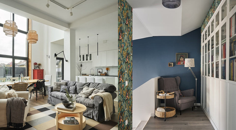 Скандинавский стиль по-сибирски: светлые стены, уютные обои, бабушкин комод. Дом для семьи дизайнера с тремя детьми