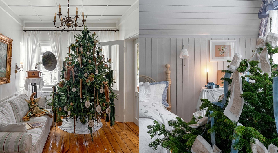 Выглядит потрясающе! Украшения из утеплителя, старой люстры с «Авито», сухих гортензий. Новогодний декор в гостевом домике 1967 года