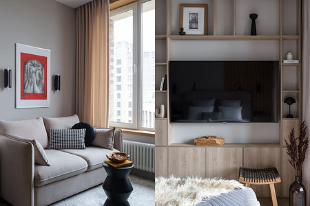 Интерьер для летчика: маленькая квартира 38 кв. м, где продумано все 