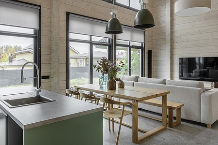 Современная дача с сауной: деревянный дом 147 кв. м в стиле сканди-минимализм