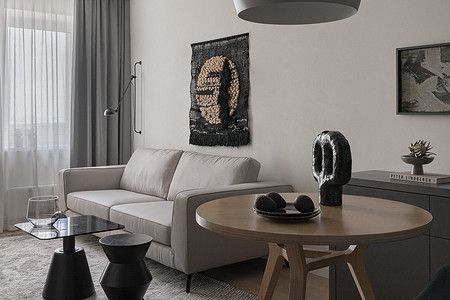 Монохром с богатыми фактурами: квартира 54 кв. м для сдачи в аренду в Челябинске 