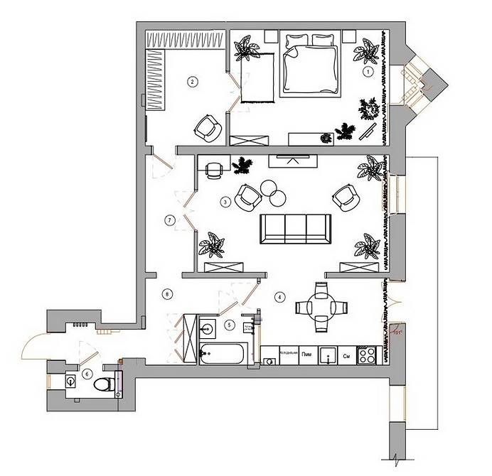 Планировка двухкомнатной квартиры: 7 готовых вариантов и примеры проектов (95 фото) 