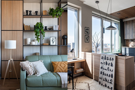 Интерьер для себя: маленькая квартира 34 кв. м, где есть все