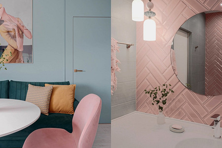 Однушка с Барби-ванной: квартира 35 кв. м в ярких цветах