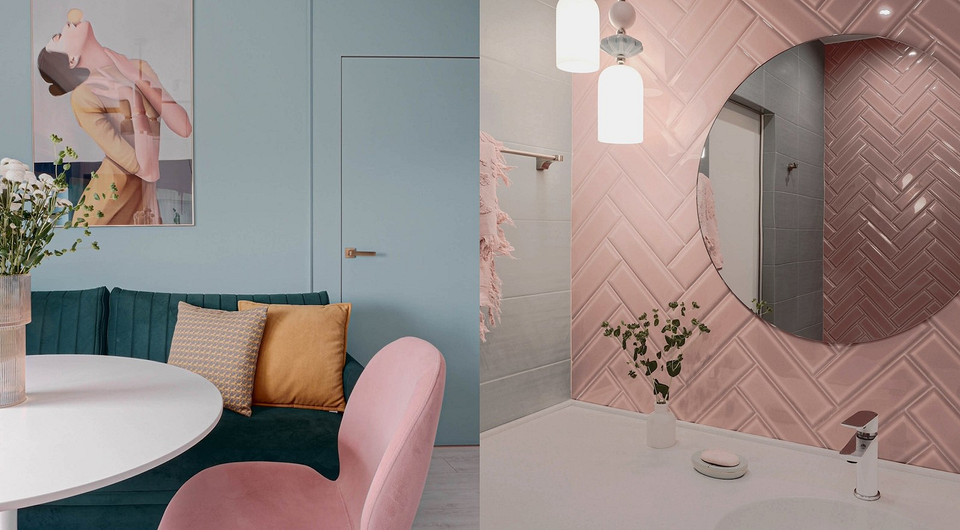 Однушка с Барби-ванной: квартира 35 кв. м в ярких цветах