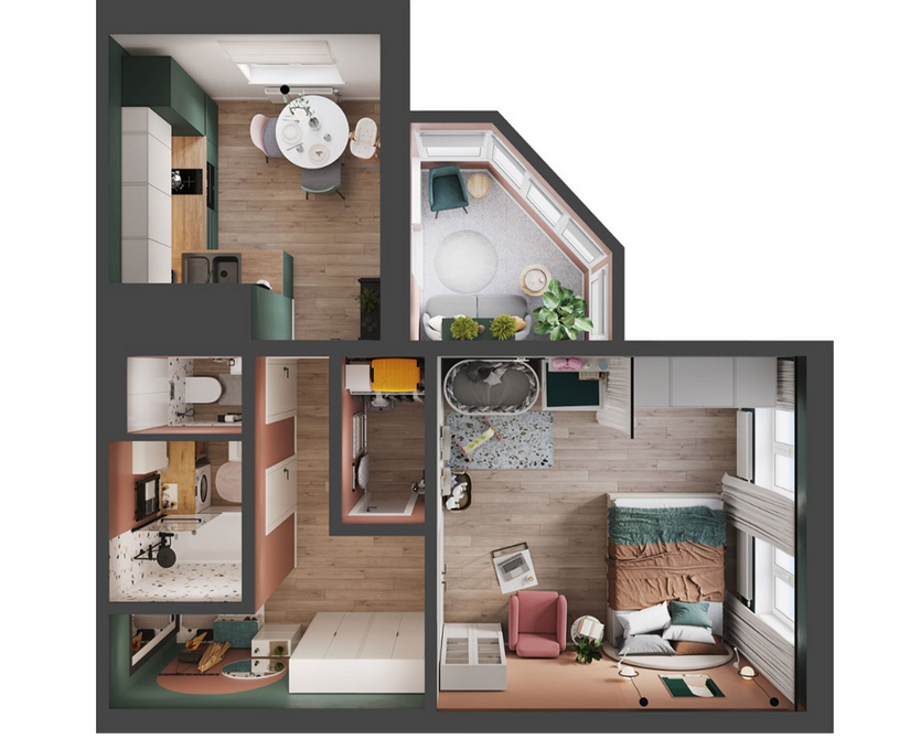 Однокомнатная квартира для семьи с ребенком: идеи обустройства, планировки, примеры проектов (73 фото)