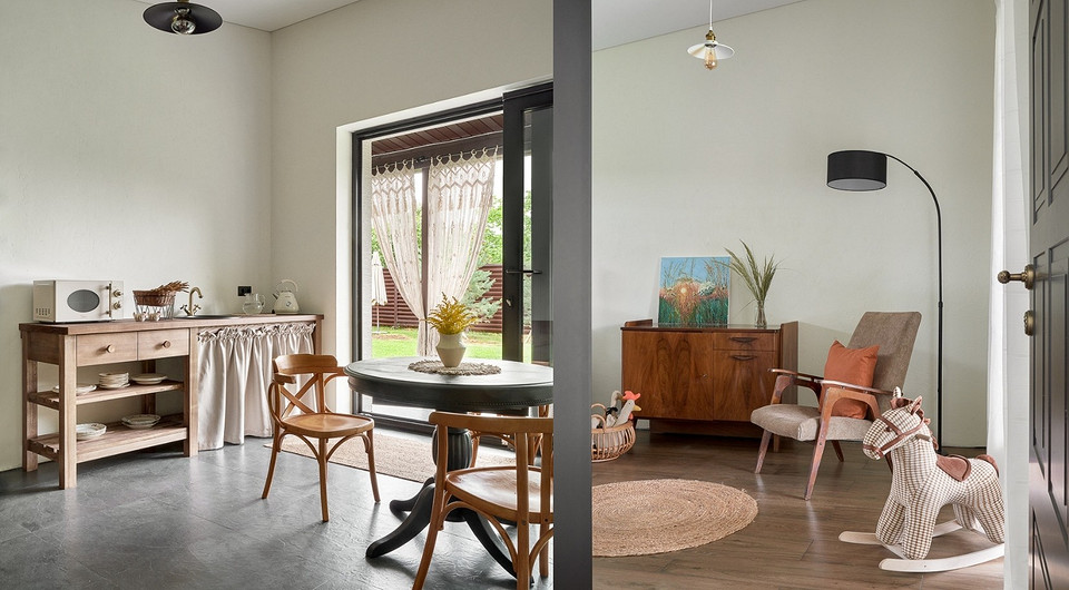 Как в современной деревне! Гостевой дом 66 кв. м с баней, где заказчиком выступила дизайнер