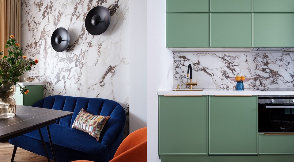 Мрамор в интерьере кухни: способы применения, сочетания и 80 фото