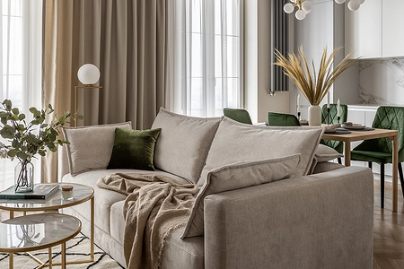 Бежевый диван: какой выбрать, с чем сочетать и как вписать в интерьер (84 фото)