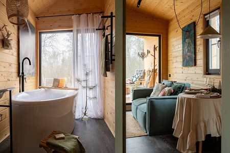 Здесь очень уютно! Каркасный домик 31 кв. м с потрясающей ванной и печью