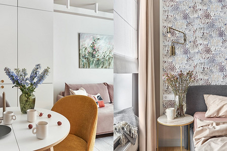 Весна в квартире круглый год: функциональный и комфортный интерьер 36 кв. м для молодой женщины