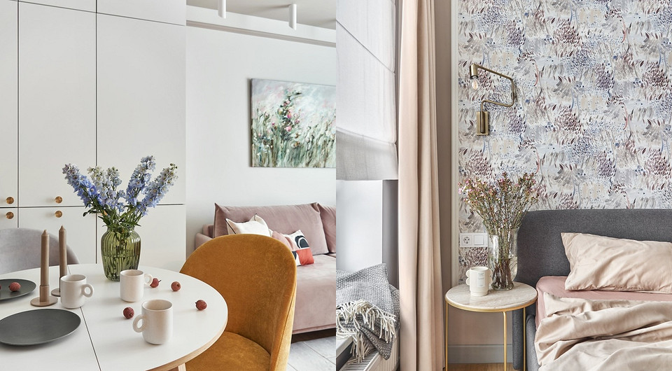 Весна в квартире круглый год: функциональный и комфортный интерьер 36 кв. м для молодой женщины