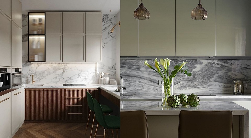 Столешница мрамор в интерьере: натуральный материал и имитация, варианты сочетаний и 96 фото