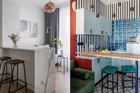 Куда поставить холодильник в маленькой студии? 9 примеров от дизайнеров