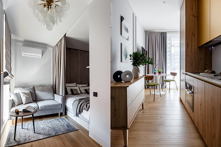 Уместили все! Спальня, мини-гостиная и кухня на 24 кв. м. Квартира в Сочи для отпуска