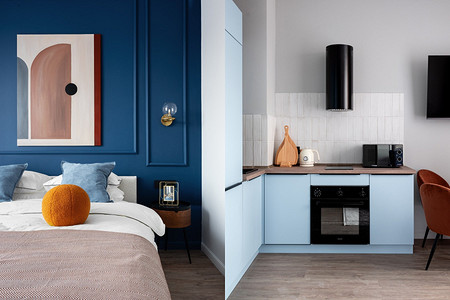 Интерьер сейчас и на будущее: яркие 34 кв. м для сдачи в аренду и последующей жизни на пенсии