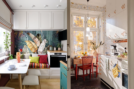 Обои для маленькой кухни: какие выбрать и как применять, 63 фото актуальной отделки