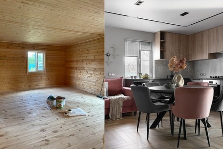 До и после! Деревянная дача 64 кв. м, которую теперь не узнать. Три спальни, кухня-гостиная, сауна