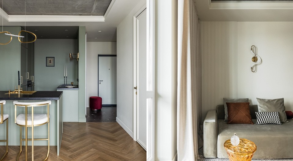 Кухня-шкатулка, бетонный потолок и уют: как дизайнер оформила однушку 45 кв. м для девушки-студентки