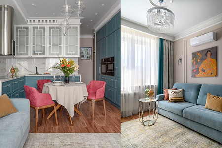 Новая классика в маленькой квартире 49 кв. м: уютный интерьер для пары, чьи дети выросли