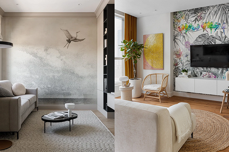 Обои в гостиную-2025: 9 трендов, актуальные материалы и варианты применения (76 фото)