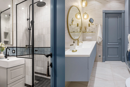 Ванная в голубых цветах: подбираем оттенки, фактуры и материалы (80 фото)