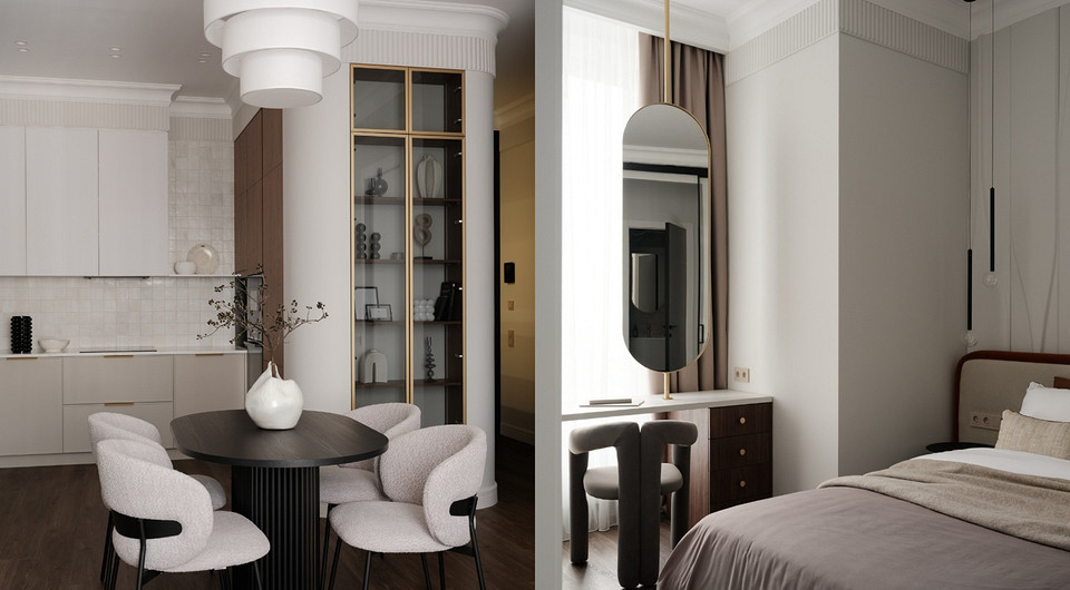 Сделали трешку с кухней в коридоре: элегантный интерьер квартиры 62 кв. м