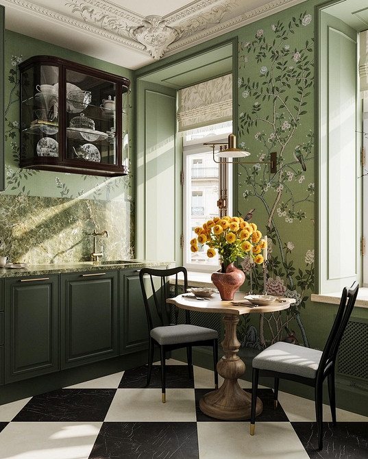 Обои на кухню-2026: подходящие материалы и цвета, тренды нового сезона (63 фото)