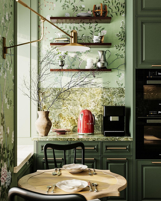 Обои на кухню-2026: подходящие материалы и цвета, тренды нового сезона (63 фото)