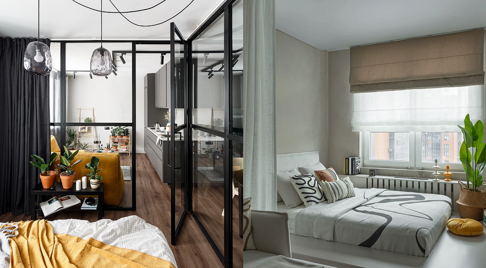 Как разделить комнату на две зоны: 11 способов и 76 фотопримеров