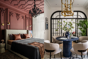 Яркая спальня и эффектная гостиная-детская: необычный интерьер 66 кв. м для семьи с ребенком