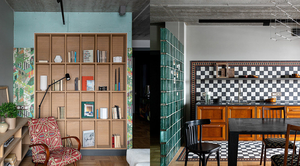 «Голый» гипсокартон и советские стеклоблоки: эффектная и необычная квартира 77 кв. м, которую дизайнер оформила для себя и семьи