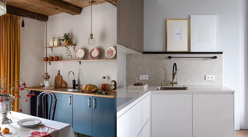 Что поставить на открытые полки на кухне? 7 идей из проектов дизайнеров
