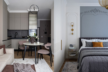 Необычная классика в маленькой квартире: однушка 38 кв. м с роскошным интерьером